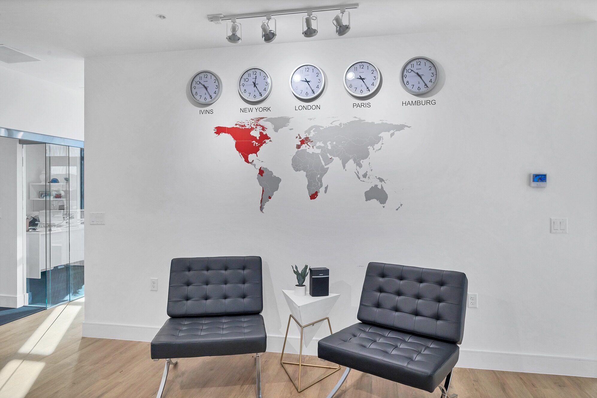 Global network wall and conversation area